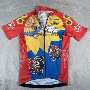 Vintage Hincapie Cycling Jersey Men's‎ Medium Full Zip Sunflowers To Roses